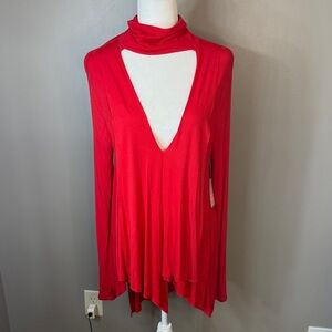 Free People Vibrant Red Tunic Top